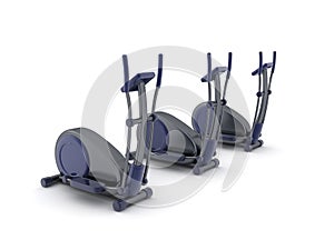 3D Rendering of three eliptical bycicles photo