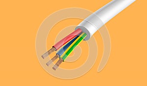 3d rendering  of three-pole electric cable
