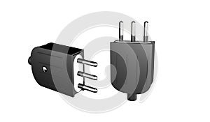 3D rendering of  three-pole  plug