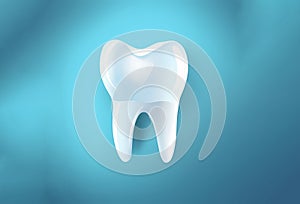3D rendering of a tooth White healthy tooth on a blue background