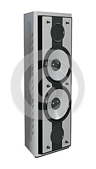 3D Rendering Tower Speaker on White