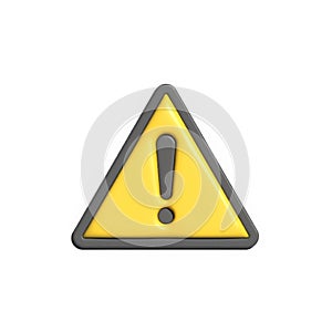 3d rendering triangle warning sign isolated on white background