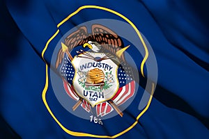 3d rendering of Utah State flag