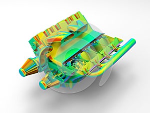 3D rendering - V8 car engine analysis