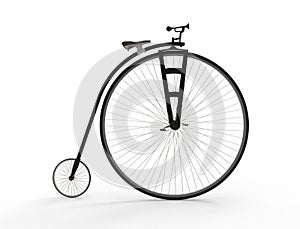 3D rendering of a vintage velocipede isolated on white background