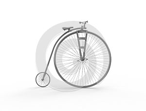 3D rendering of a vintage velocipede isolated on white background