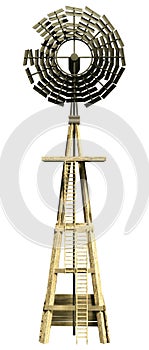 3D Rendering Water Pump Windmil on White
