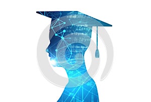 3d rendering of virtual human silhouette on technology background illustration