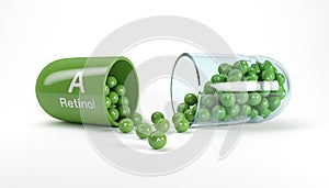 3d rendering of a vitamin capsule with vitamin A - retinol photo