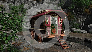 3D-illustration of a old fashioned hitsoric waggon photo