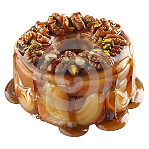 3D Rendering of a Walnuts Cake on Transparent Background - Ai Generated
