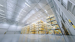 3d rendering of warehouse or distribution center with concept photo