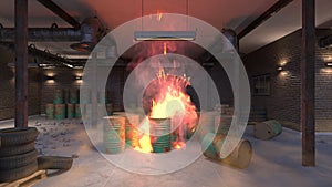 3D rendering of the warehouse fire