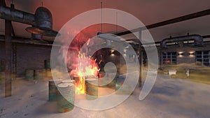 3D rendering of the warehouse fire