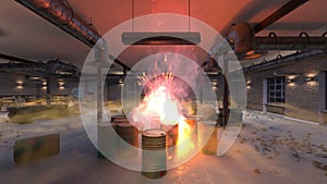 3D rendering of the warehouse fire