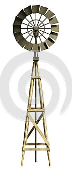 3D Rendering Water Pump Windmil on White