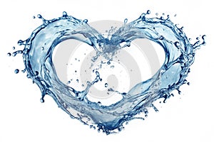 Water Splash in the Form of a Heart - Isolated on White Background - 3D Rendering