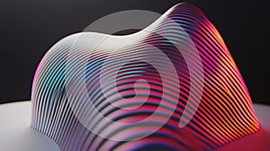 A 3D rendering of a wave-like structure with a gradient of colors.