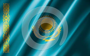 3D rendering of the waving flag Kazakhstan