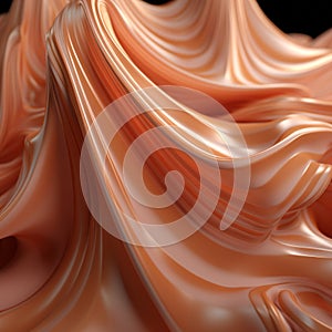 3d rendering of a wavy orange liquid on a black background