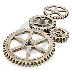 3D Web Layout Gears Isolated on White Background