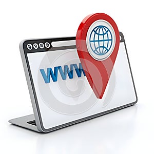 3D Web Location Isolated on White Background