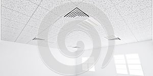 3d rendering of white ceiling inside building