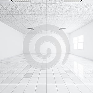 3d rendering of white ceiling inside building