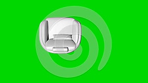 3d rendering of a white chair isolated on green top view