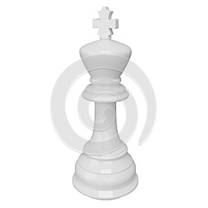 3D rendering white king isolated on white background.
