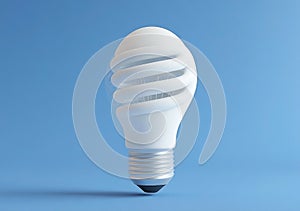 3D Rendering of a White Light Bulb Against a Minimalist Blue Background