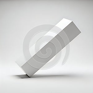 A 3d rendering of a white rectangular object with a shadow on a light gray background
