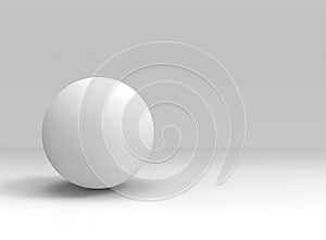 3d rendering. A White sphere shape ball on gray copy space background.