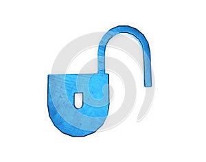 3D rendering of a white square icon button. Blue closed padlock isolated on white photo
