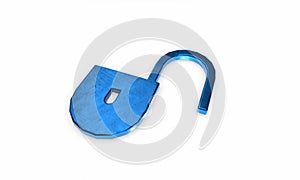 3D rendering of a white square icon button. Blue closed padlock isolated on white photo