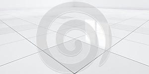 3d rendering of white tile floor for background