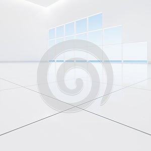 3d rendering of white tile floor for background