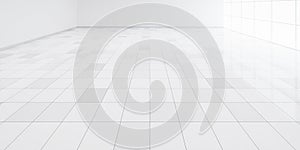 3d rendering of white tile floor for background