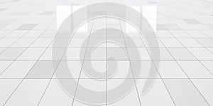3d rendering of white tile floor for background