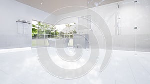 3d rendering of white tile floor for background.