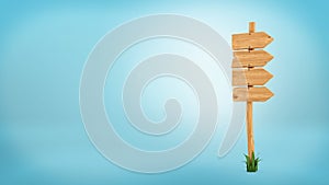 3d rendering of a wooden pole with some grass on it`s base