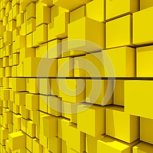 3d rendering of yellow cubic random level background. photo