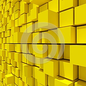 3d rendering of yellow cubic random level background.