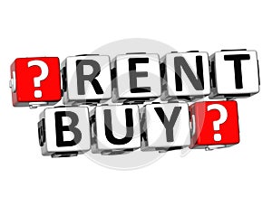 3D Rent And Buy Button Click Here Block Text