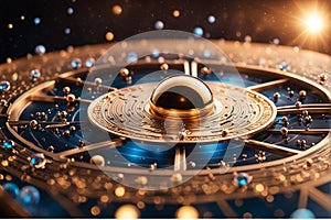 3d representation of a bitcoin circulating in space photo