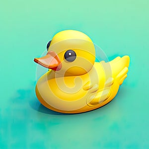 3D representation of a rubber duck is a cheerful and iconic bath toy that evokes childhood memories photo