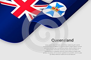 3d ribbon with flag Queensland. Australian state. isolated on white background