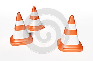 3d road cone rendering illustration