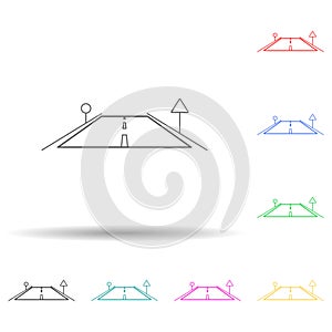 3d road multi color set icon. Simple thin line, outline vector of navigation icons for ui and ux, website or mobile application