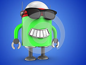 3d robot over blue